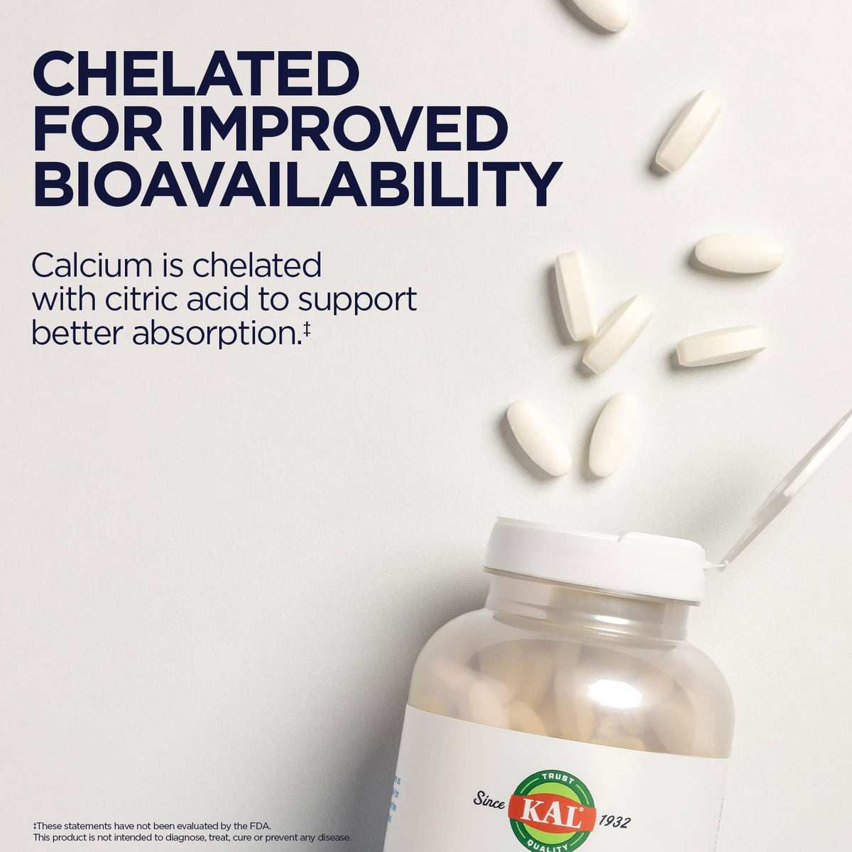 KAL Calcium Citrate 1000mg comprimés avec verre d'eau