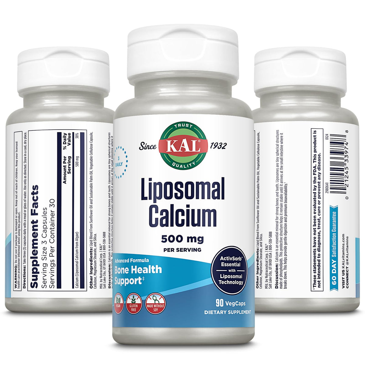 KAL Calcium Liposomal 500 mg 90 VegCaps emballage