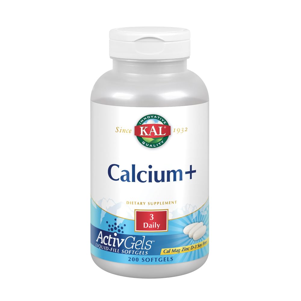 KAL Calcium Plus Softgels 1000 mg, bouteille vue avant