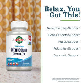 KAL Capsules de Magnésium Glycinate 160 comprimés ouvertes montrant le contenu