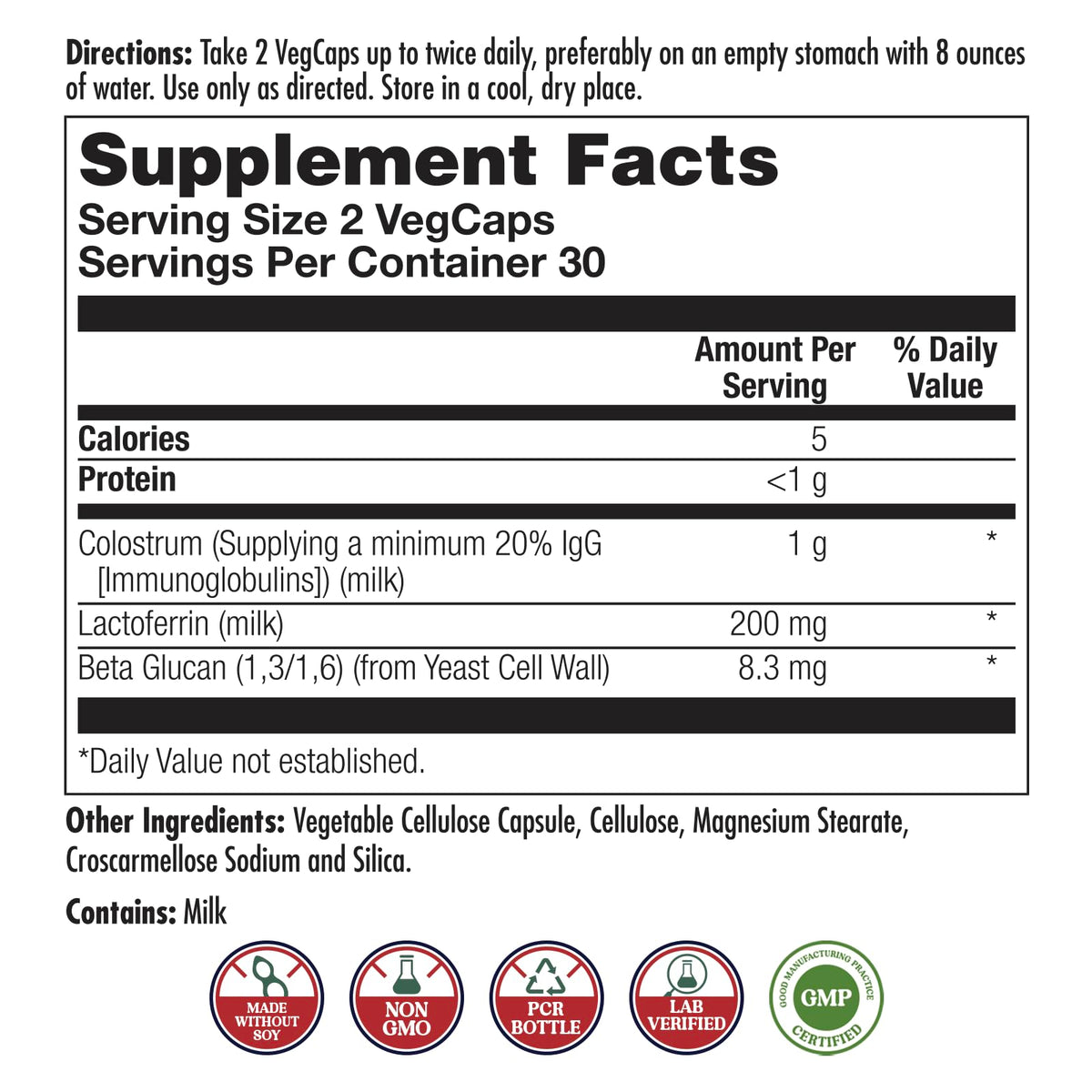 KAL Colostrum Lactoferrin flacon avec capsules
