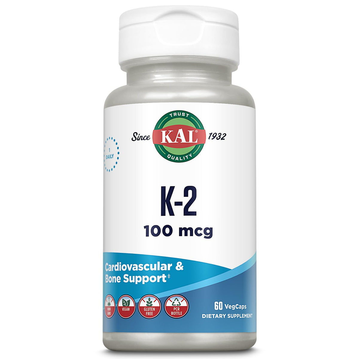 KAL Complément Alimentaire K2 MK-7 100 mcg en capsules végétales
