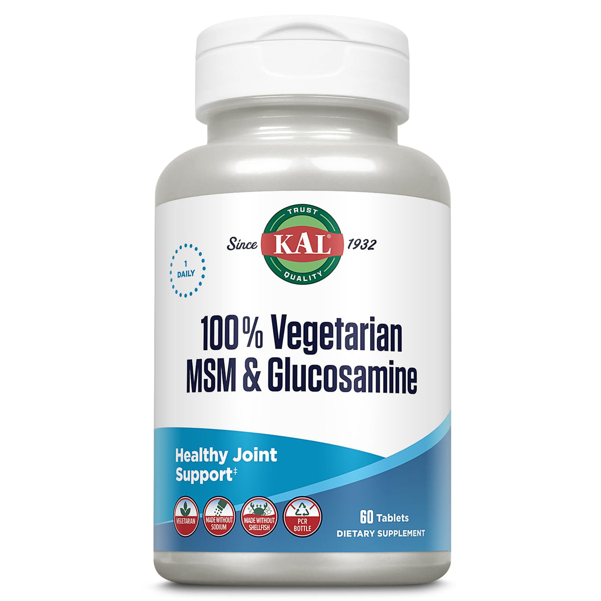 KAL Complément Alimentaire MSM et Glucosamine 60 comprimés vue de face