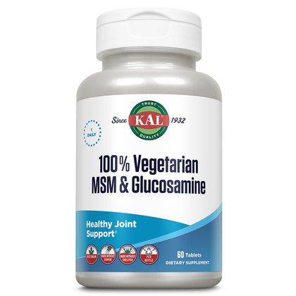 KAL Complément Alimentaire MSM et Glucosamine 60 comprimés vue de face