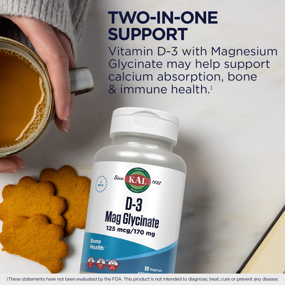 KAL D3 et Magnésium Glycinate 90 VegCaps gélules ouvertes