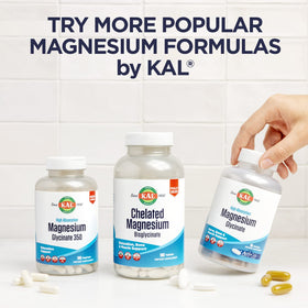 KAL D3 et Magnésium Glycinate 90 VegCaps sur fond blanc