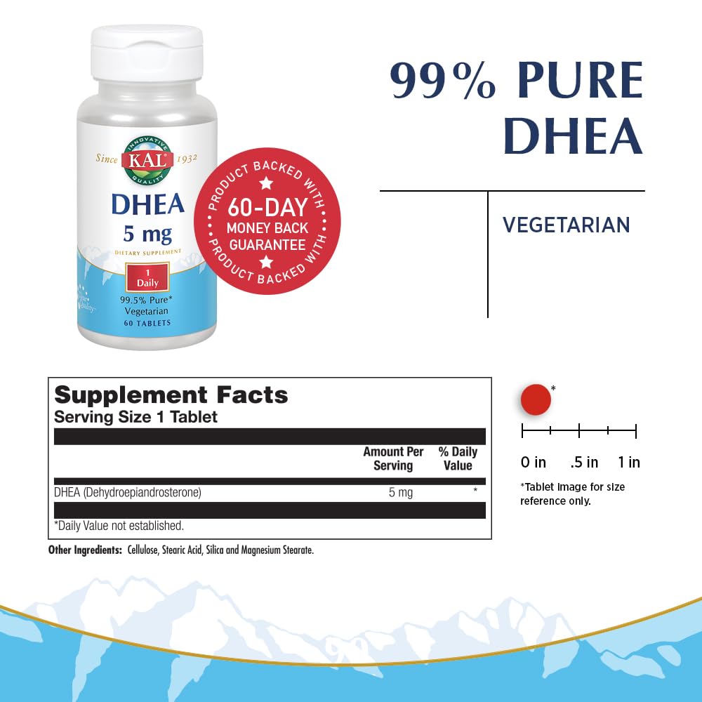 KAL DHEA 5mg 60 comprimés vue arrière