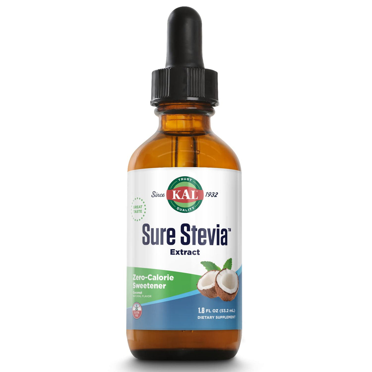 KAL Extrait Liquide de Stévia 60 ml Saveur Noix de Coco vue de face