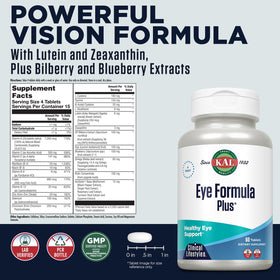 KAL Eye Formula Plus comprimés avec étiquette visible