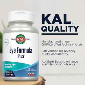 KAL Eye Formula Plus comprimés avec verre d'eau