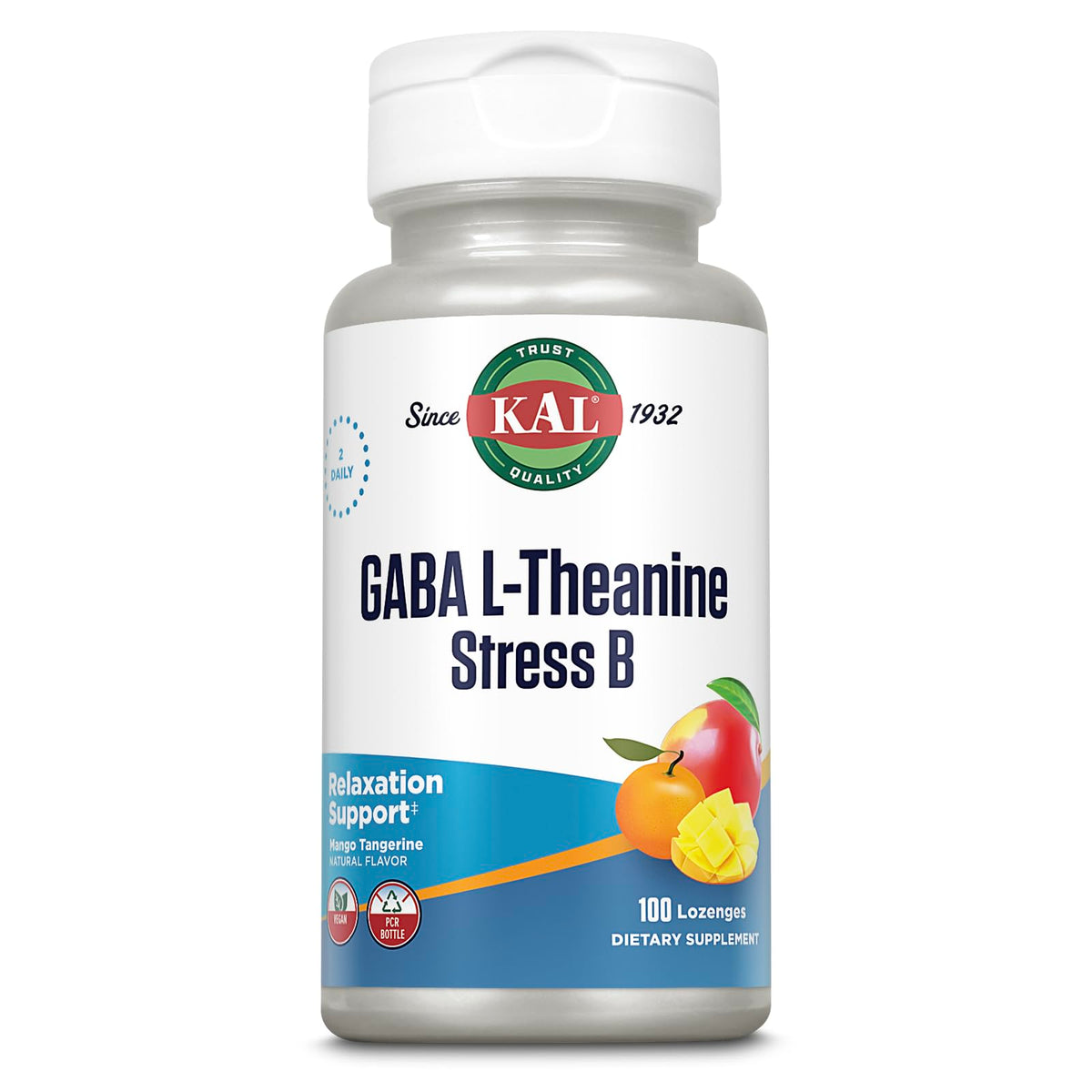KAL GABA L-Theanine Bonbons 100 unités saveur mangue mandarine