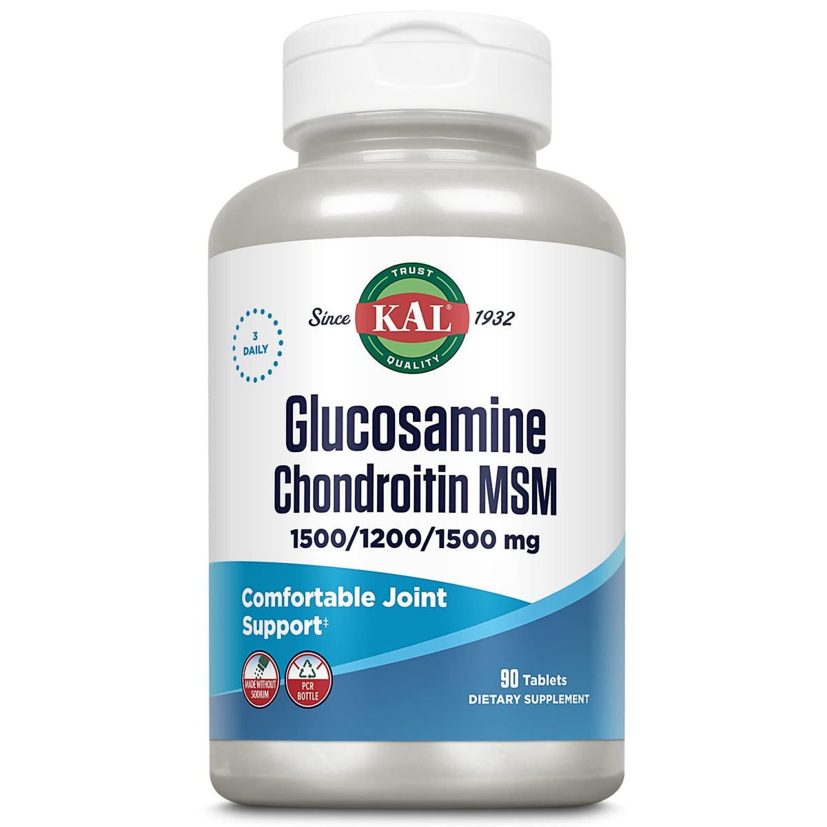 KAL Glucosamine Chondroitin MSM 90 tablettes vue avant
