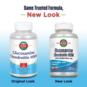 KAL Glucosamine Chondroitin MSM 90 tablettes vue supérieure