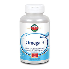 KAL Huile de Poisson 1280 mg Omega 3 gélules front view