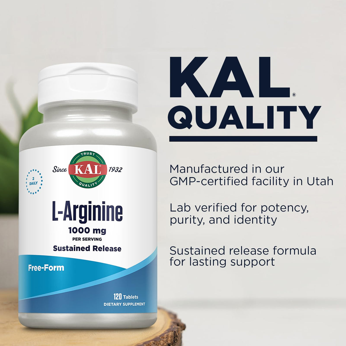 KAL L-arginine 1000 mg comprimés, étiquette du produit