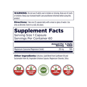 KAL Liposomal Magnésium Oxyde 210 mg capsules side view