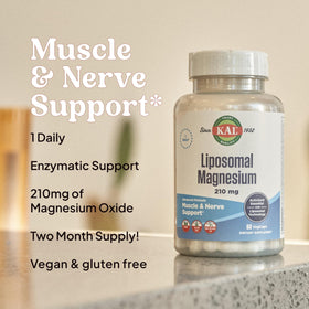 KAL Liposomal Magnésium Oxyde 210 mg capsules with packaging