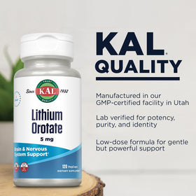 KAL Lithium Orotate 5 mg contenant en résine PCR
