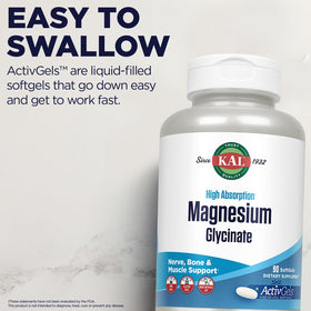 KAL Magnésium Glycinate 315mg gélules sur fond blanc