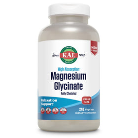 KAL Magnesium Glycinate 60 VegCaps vue de face avec étiquette