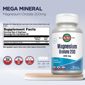 KAL Magnésium Orotate 200 mg de côté avec étiquette