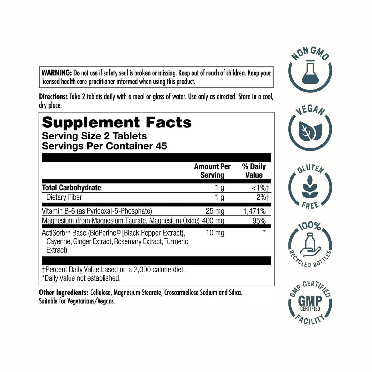 KAL Magnésium Taurate 400 mg avec Vitamine B6 - vue des tablettes