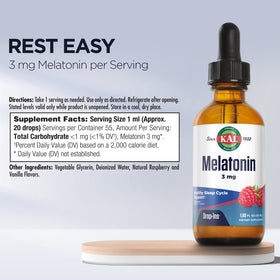 KAL Melatonin DropIns 3mg, étiquette avec informations nutritionnelles