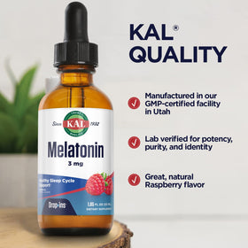 KAL Melatonin DropIns 3mg, gouttes sur une cuillère
