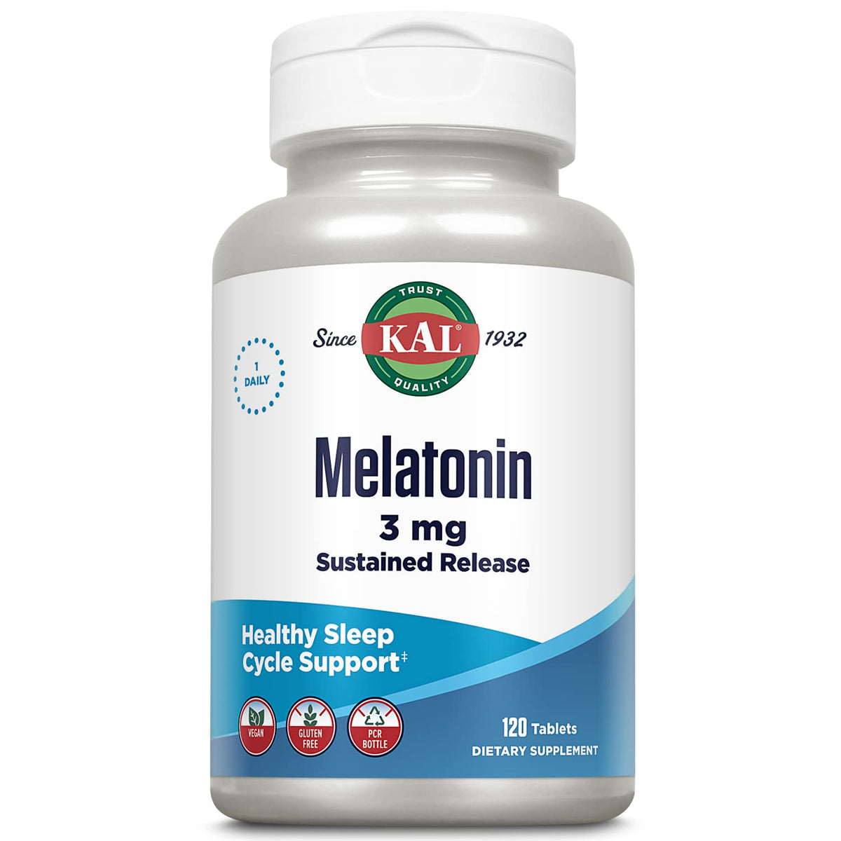 KAL Melatonine 3mg 120 comprimés, vue de face