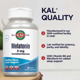 KAL Melatonine 3mg comprimés, dosage de 3mg