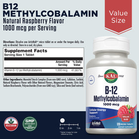 KAL Methyl B12 1000mcg micro-tablettes en gros plan