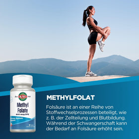 KAL Methyl Folate 800 mcg comprimés sur une table