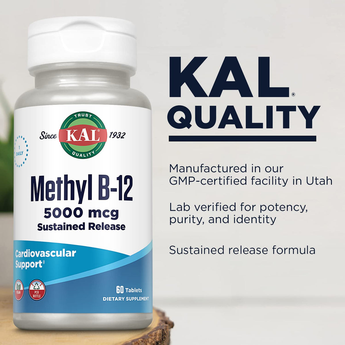 KAL Methylcobalamine 5000 mcg comprimés dans une main