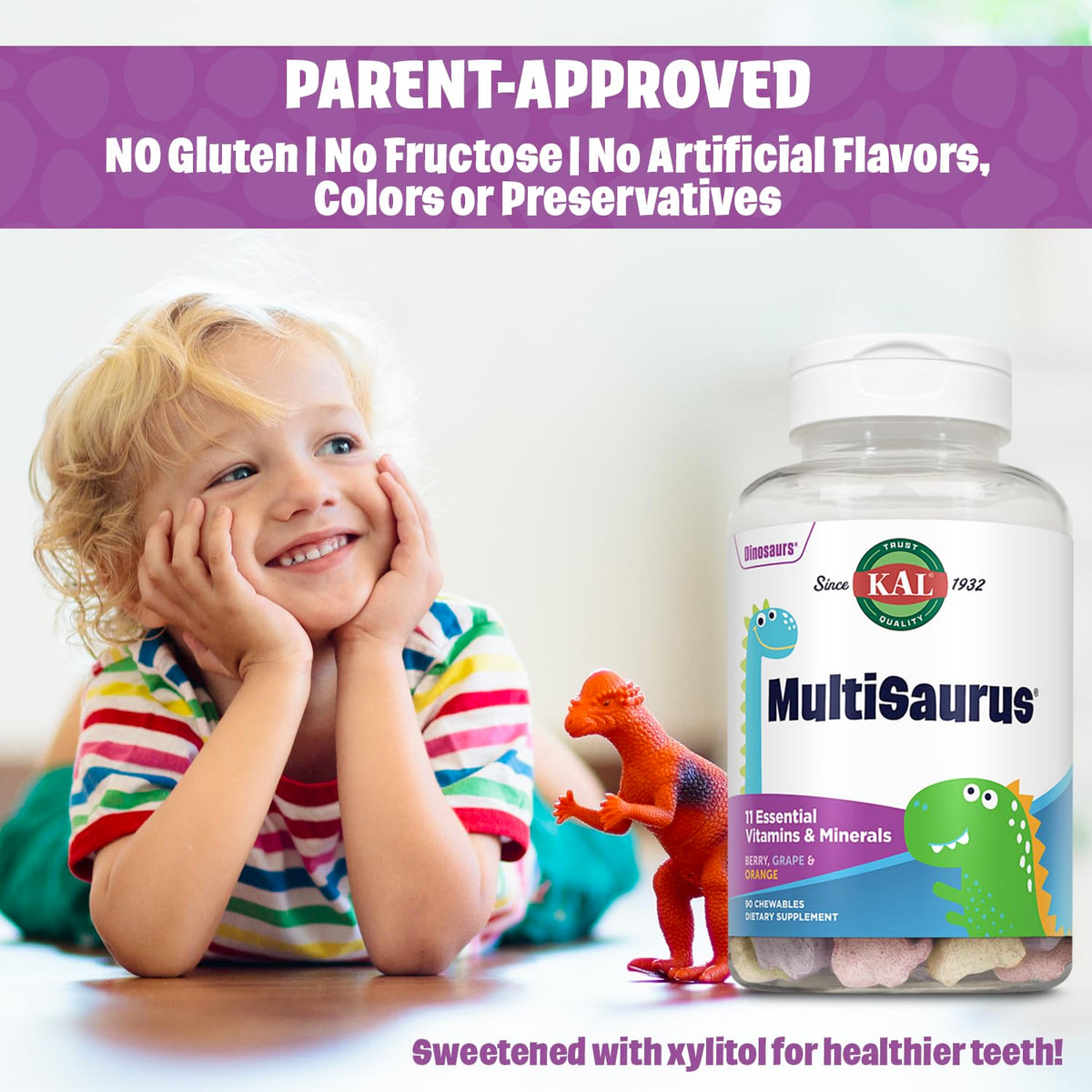 KAL MultiSaurus Multivitamines Mâchables avec ingrédients naturels