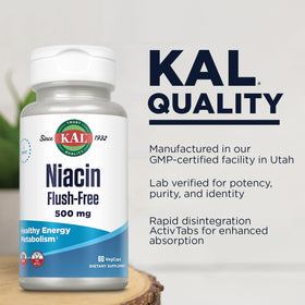 KAL Niacine 500mg gélules sur une surface en bois