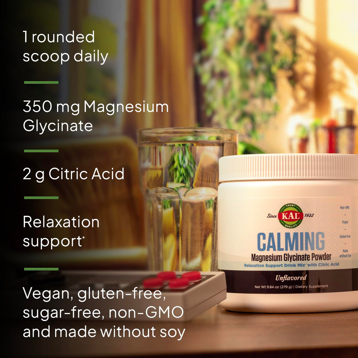 KAL Poudre de Magnésium Glycinate 331g avec cuillère