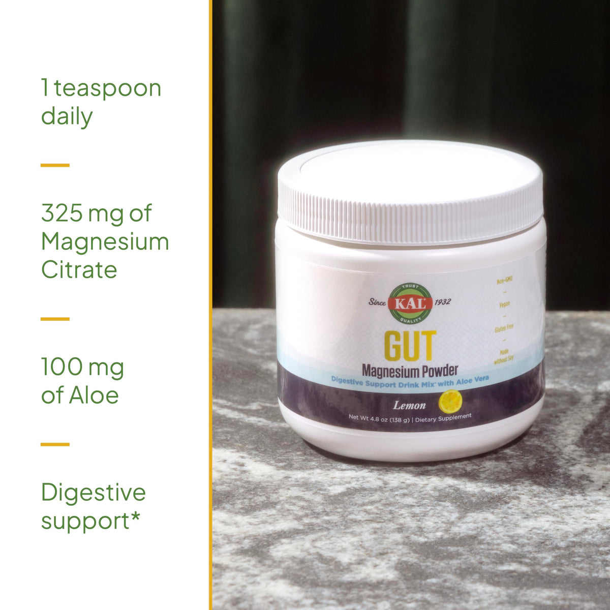KAL Poudre de Magnésium Plus Aloe Vera 200g - mélange dans un verre