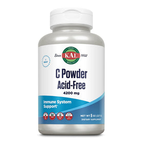 KAL Poudre de Vitamine C 4200 mg, vue arrière de l'emballage avec ingrédients