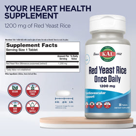 KAL Riz Rouge 1200mg comprimés sur fond blanc