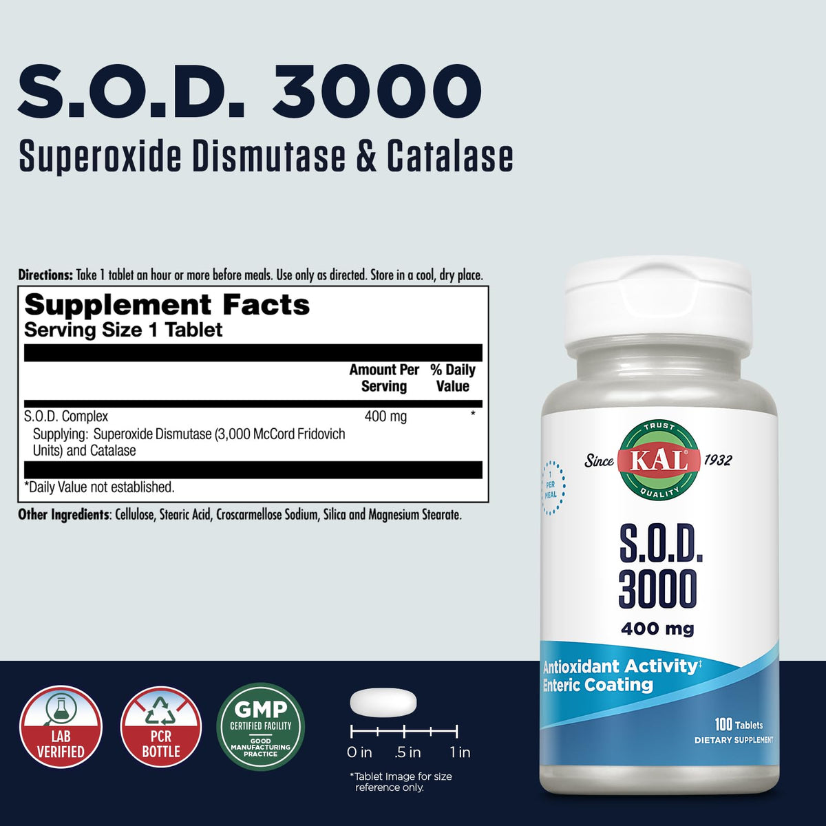 KAL S.O.D. 3000 comprimé gastro-résistant sur fond blanc