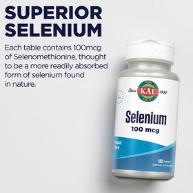 KAL Sélénium 100 mcg, boîte ouverte montrant des comprimés