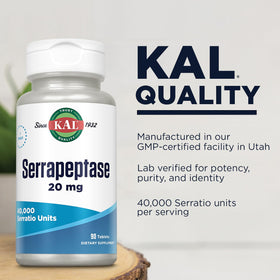 KAL Serrapeptase 20 mg, comprimés dans une main