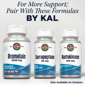 KAL Serrapeptase 20 mg, comprimés enrobés sur une table