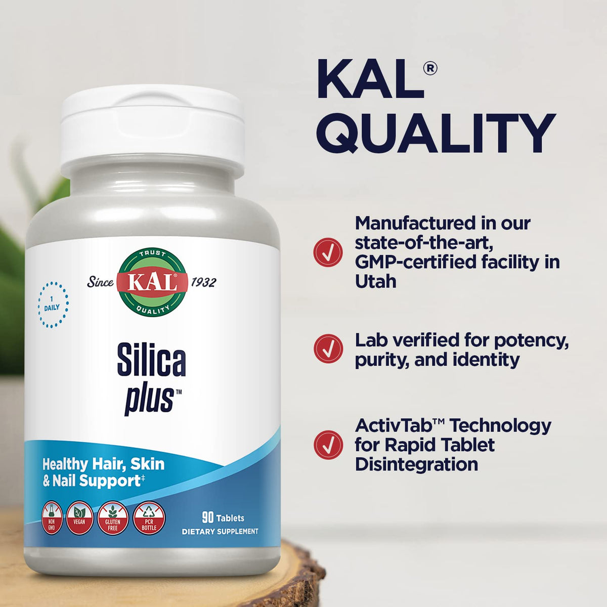 KAL Silica Plus prise quotidienne avec un verre d'eau