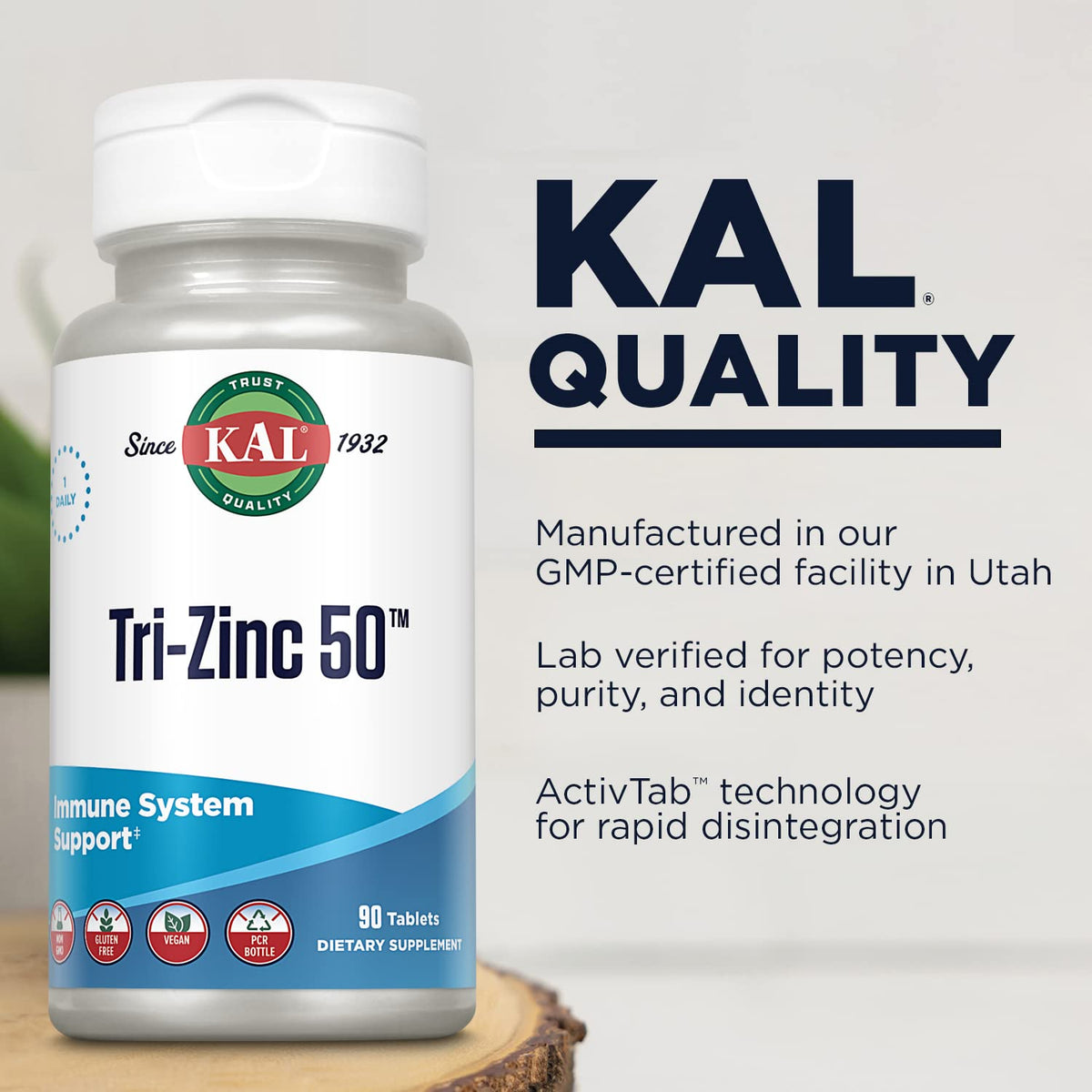 KAL Tri Zinc comprimés sur fond blanc