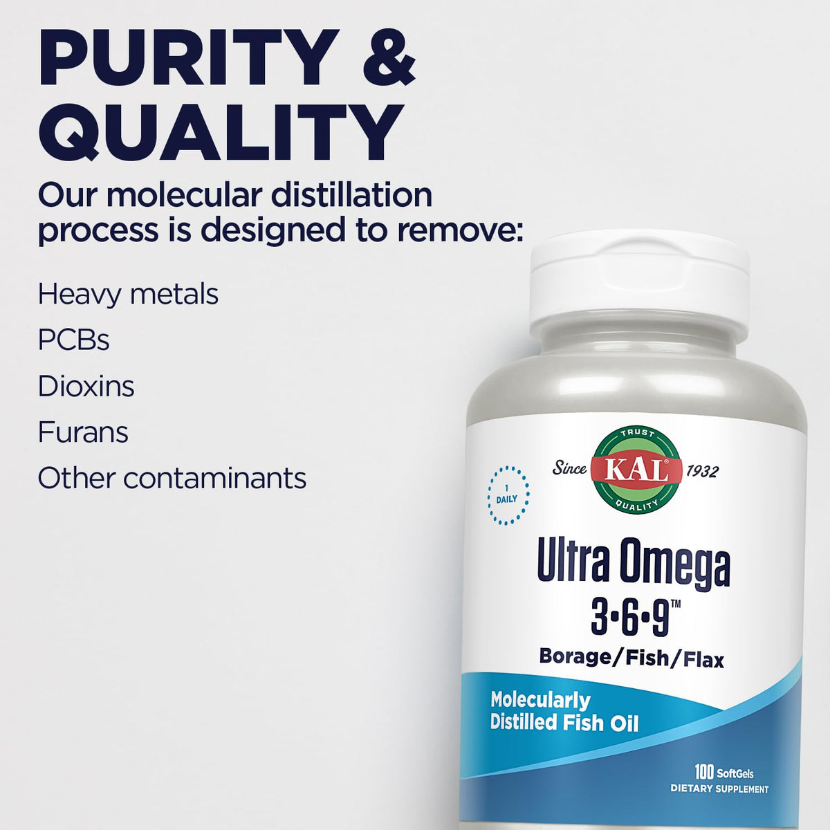KAL Ultra Omega 3-6-9 1200mg bouteille vue arrière