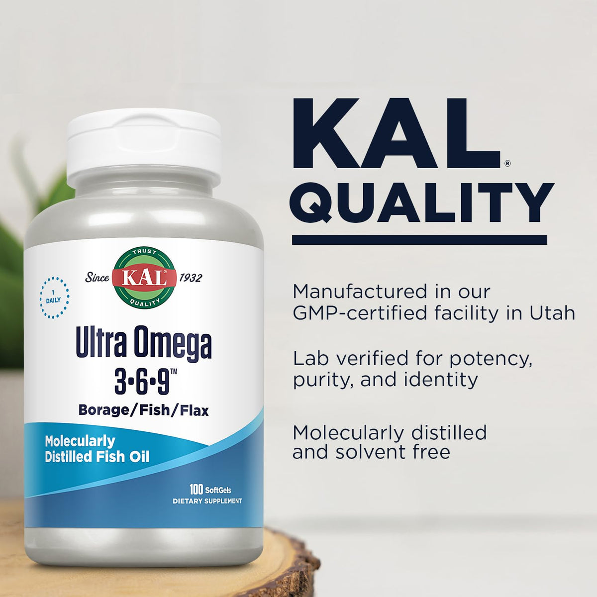 KAL Ultra Omega 3-6-9 1200mg gélules dans une cuillère