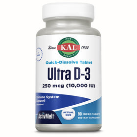 KAL Ultra Vitamine D3 10000 IU flacon de 90 micro comprimés