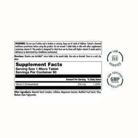 KAL Ultra Vitamine D3 micro comprimés en vue de près