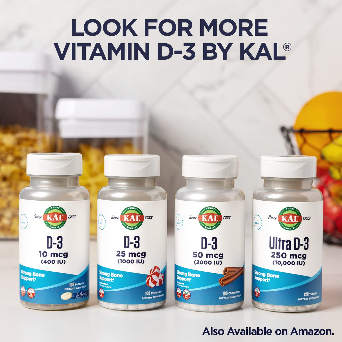 KAL Vitamine D3 1000 IU gélules avec bouteille
